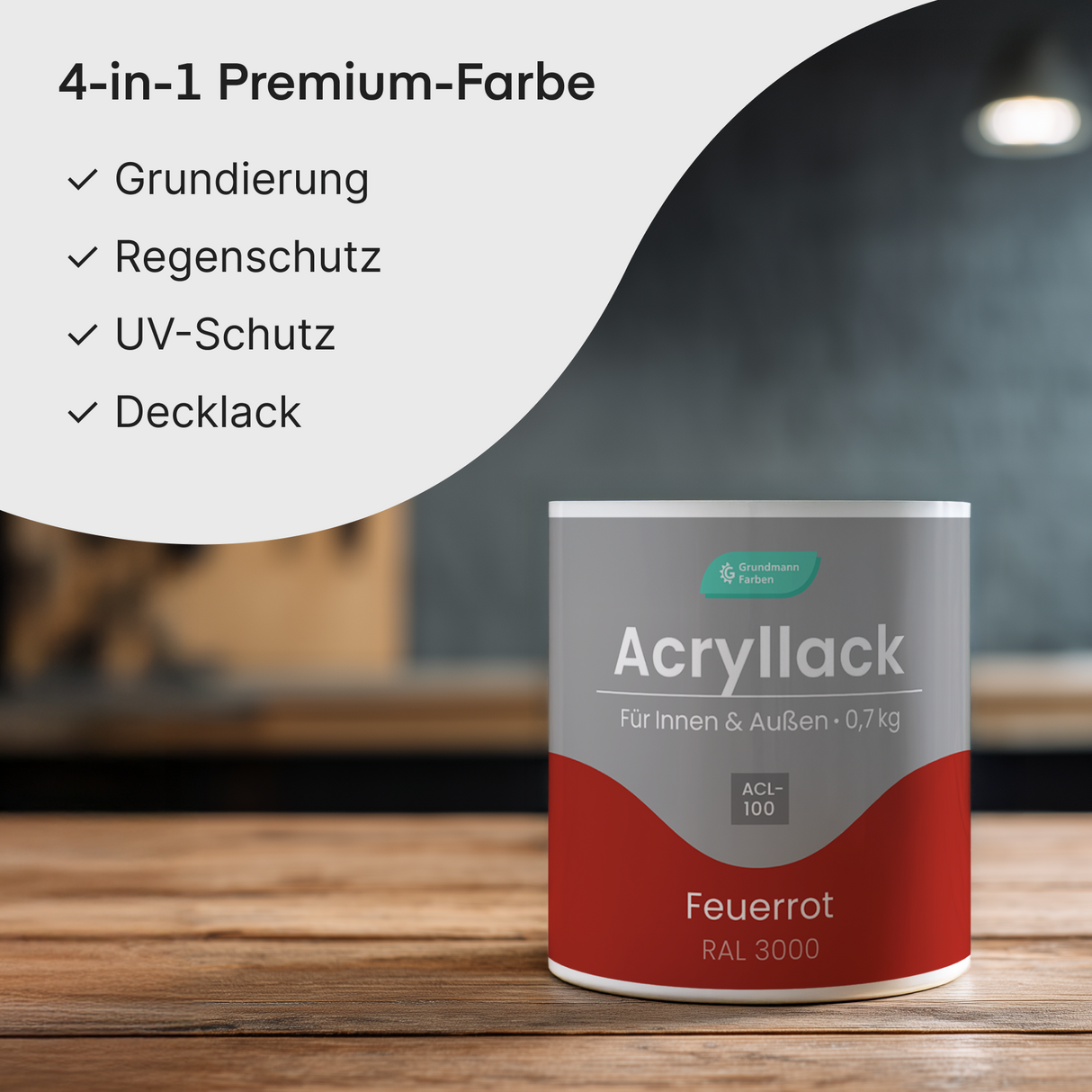 GRUNDMANN Acryllack: Premium 4-in-1 Lack, Buntlack und Möbelfarbe