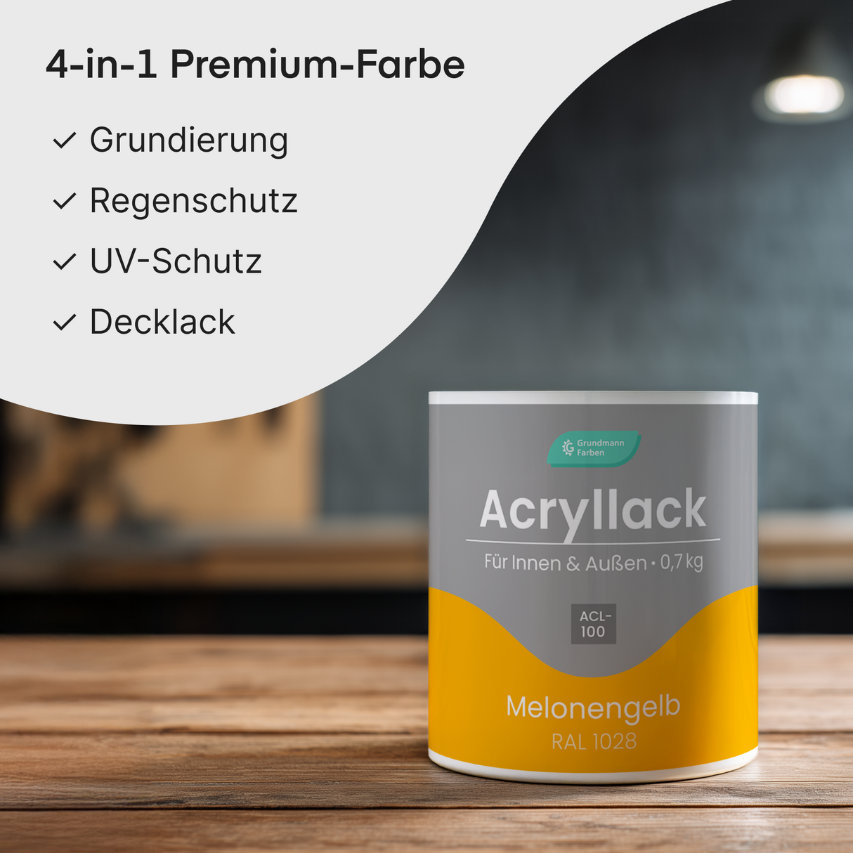 GRUNDMANN Acryllack: Premium 4-in-1 Lack, Buntlack und Möbelfarbe