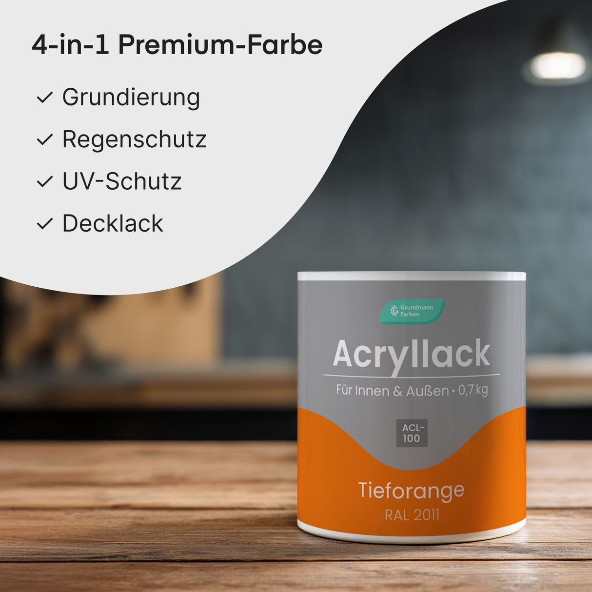 GRUNDMANN Acryllack: Premium 4-in-1 Lack, Buntlack und Möbelfarbe