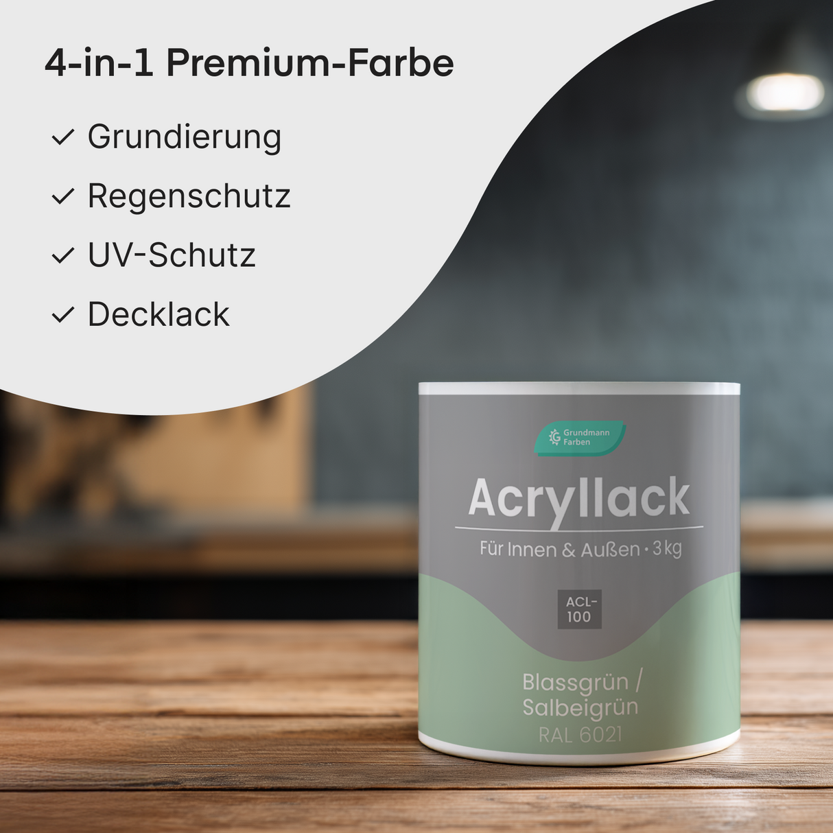 GRUNDMANN Acryllack: Premium 4-in-1 Lack, Buntlack und Möbelfarbe