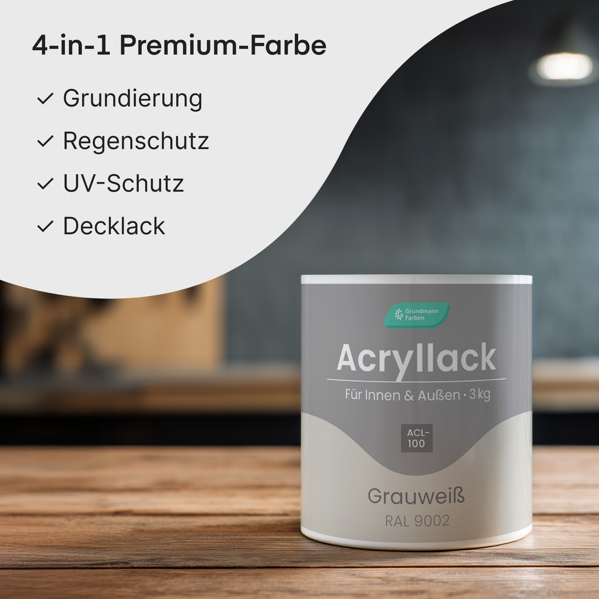 GRUNDMANN Acryllack: Premium 4-in-1 Lack, Buntlack und Möbelfarbe