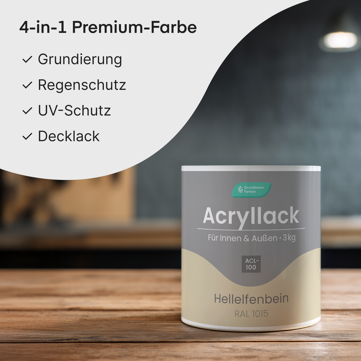 GRUNDMANN Acryllack: Premium 4-in-1 Lack, Buntlack und Möbelfarbe