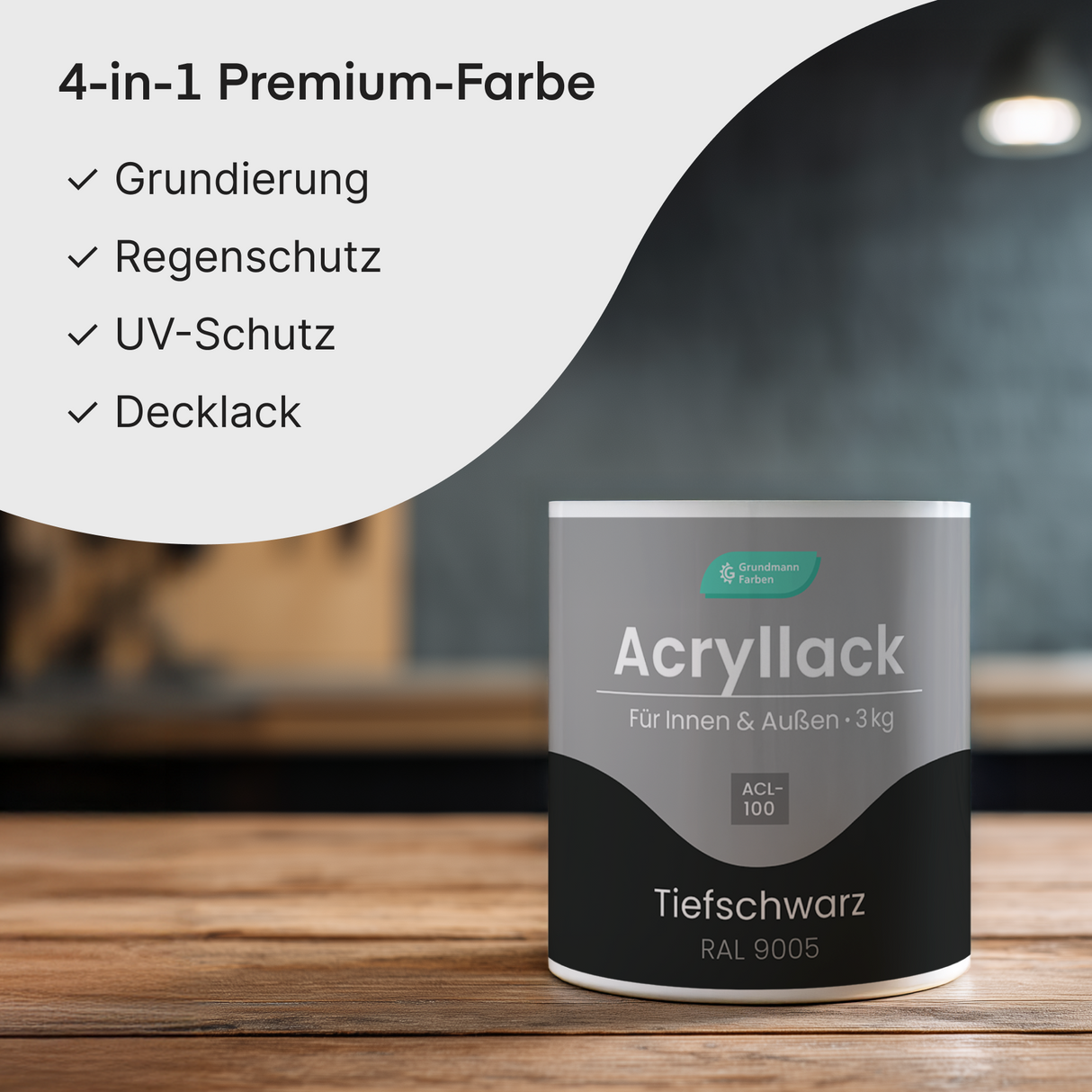 GRUNDMANN Acryllack: Premium 4-in-1 Lack, Buntlack und Möbelfarbe
