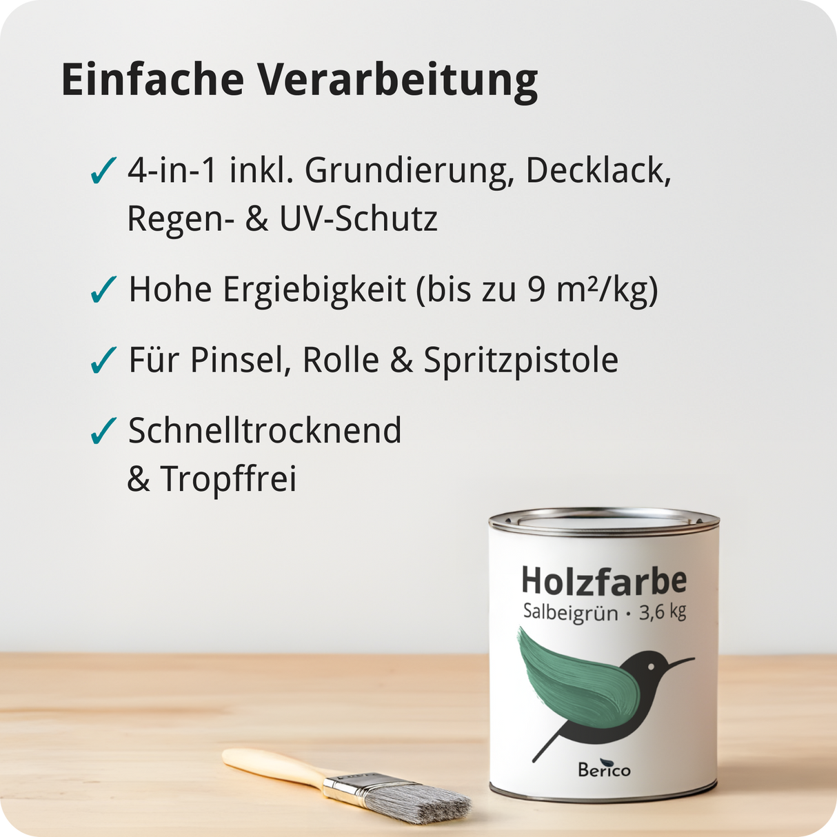 Berico Holzfarbe: 4-in-1 Holzlack für Innen und Außen