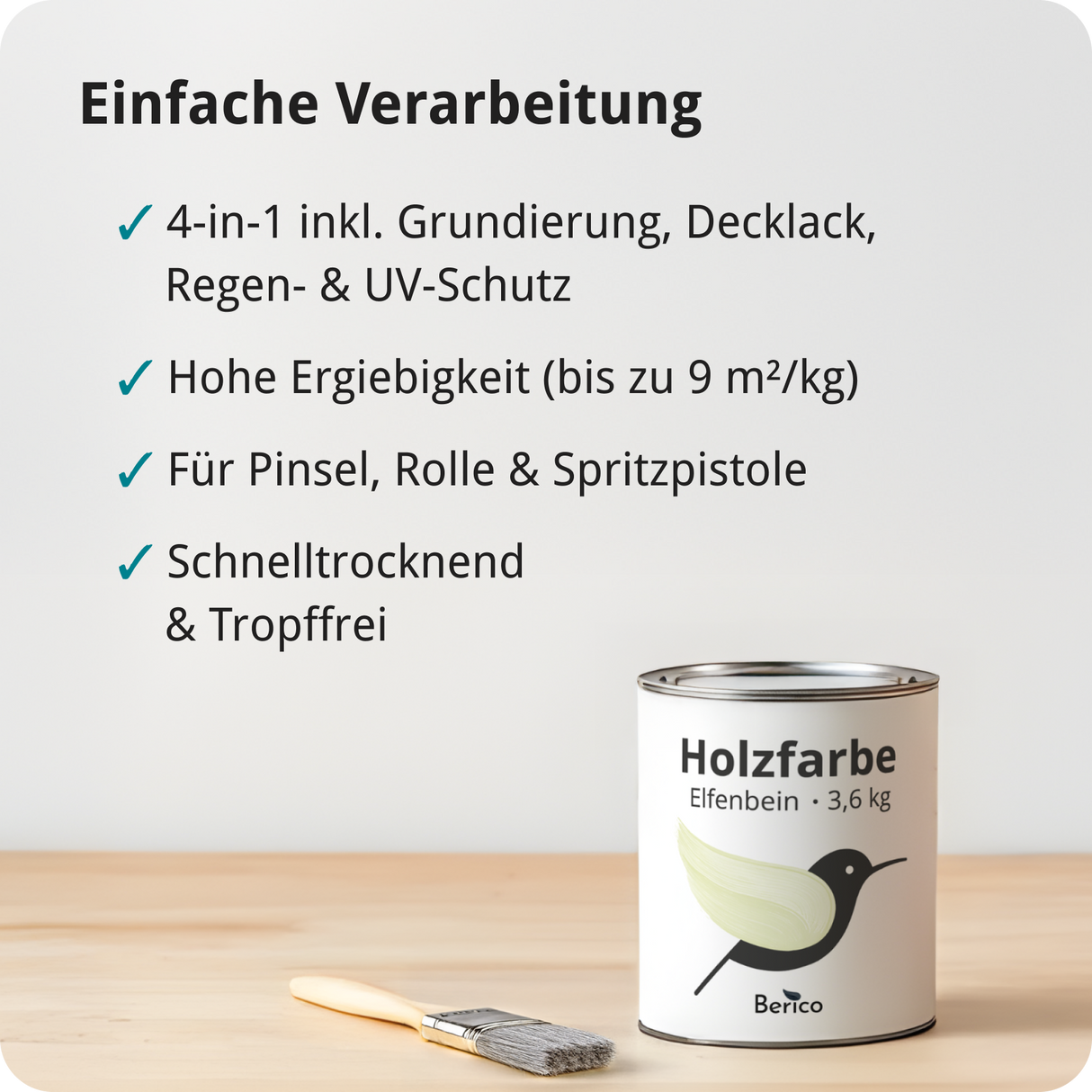 BERICO Holzfarbe: 4-in-1 Holzlack für Innen und Außen