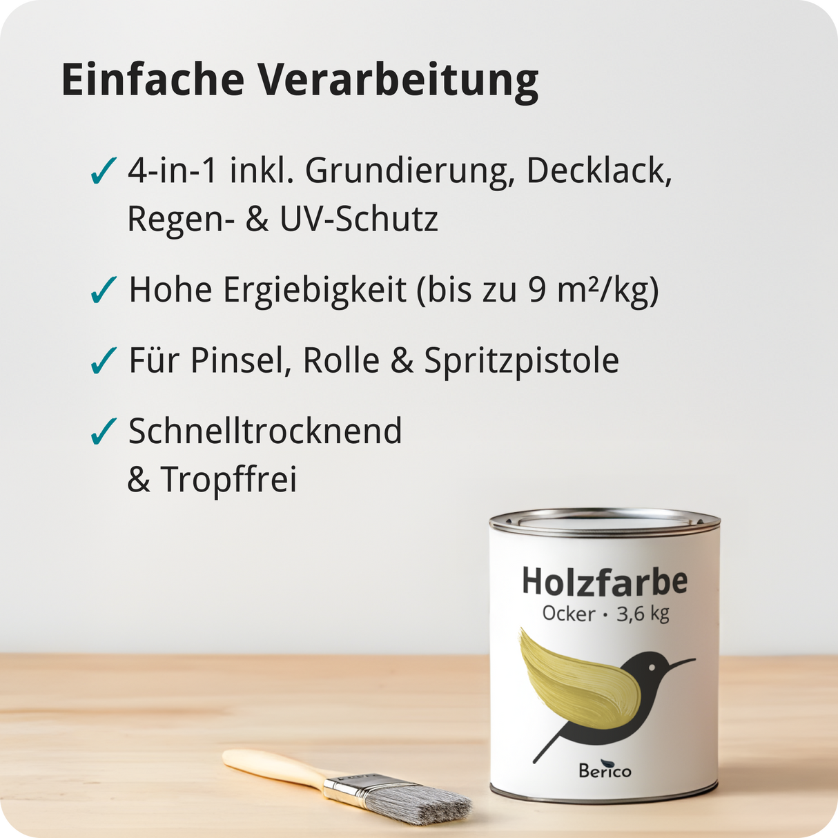 BERICO Holzfarbe: 4-in-1 Holzlack für Innen und Außen