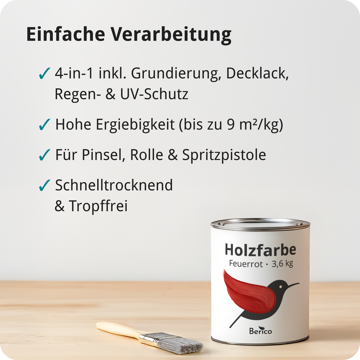 Berico Holzfarbe: 4-in-1 Holzlack für Innen und Außen