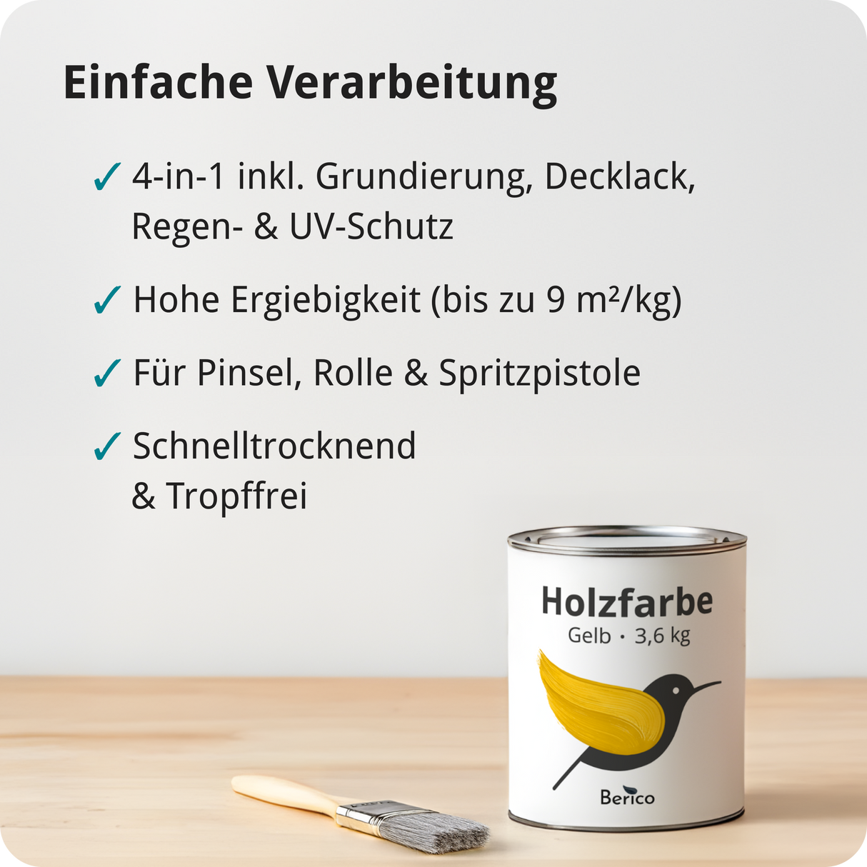 Berico Holzfarbe: 4-in-1 Holzlack für Innen und Außen