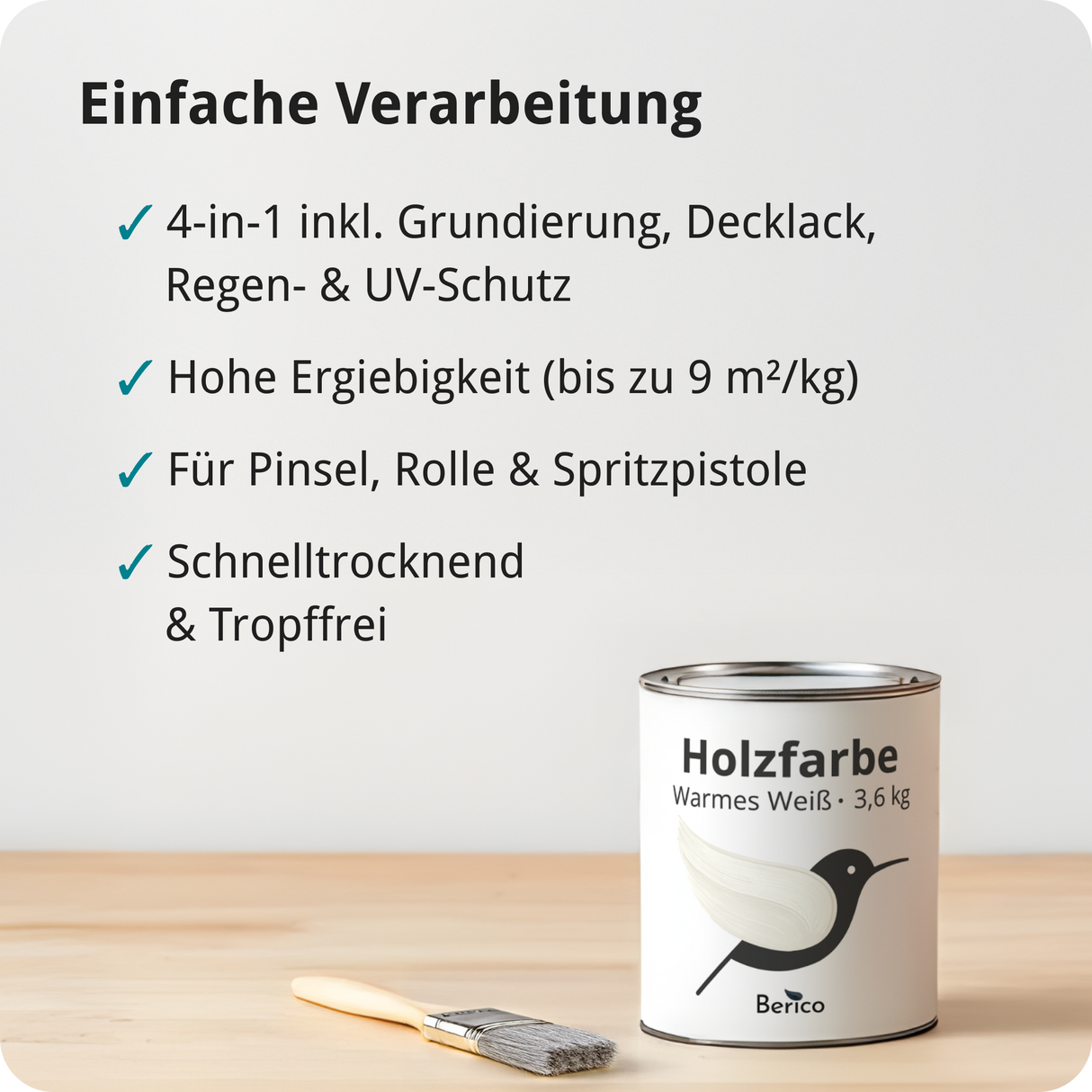 Berico Holzfarbe: 4-in-1 Holzlack für Innen und Außen