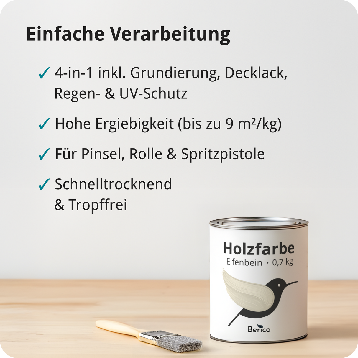 Berico Holzfarbe: 4-in-1 Holzlack für Innen und Außen