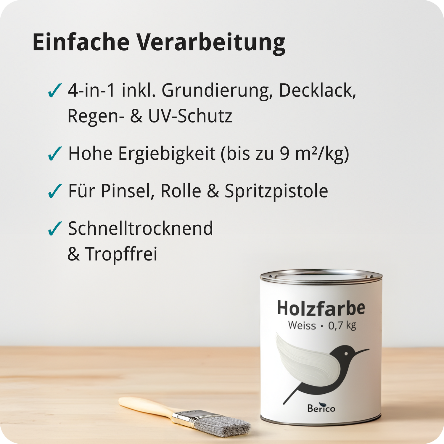 Berico Holzfarbe: 4-in-1 Holzlack für Innen und Außen