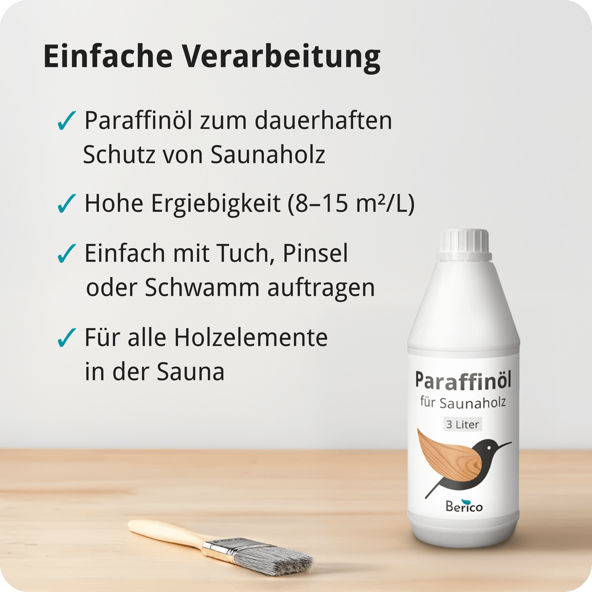 BERICO Paraffinöl: Pflegeöl zum Schutz von Saunaholz - 2 Liter - Berico Farben