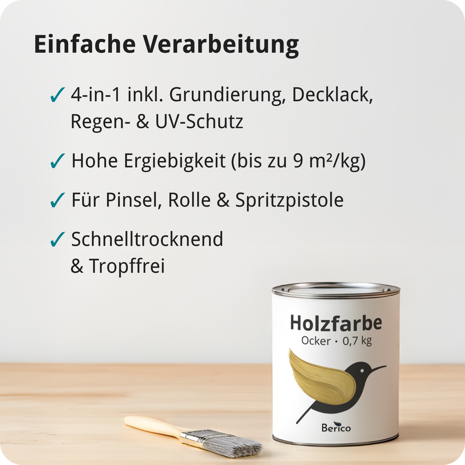 Berico Holzfarbe: 4-in-1 Holzlack für Innen und Außen