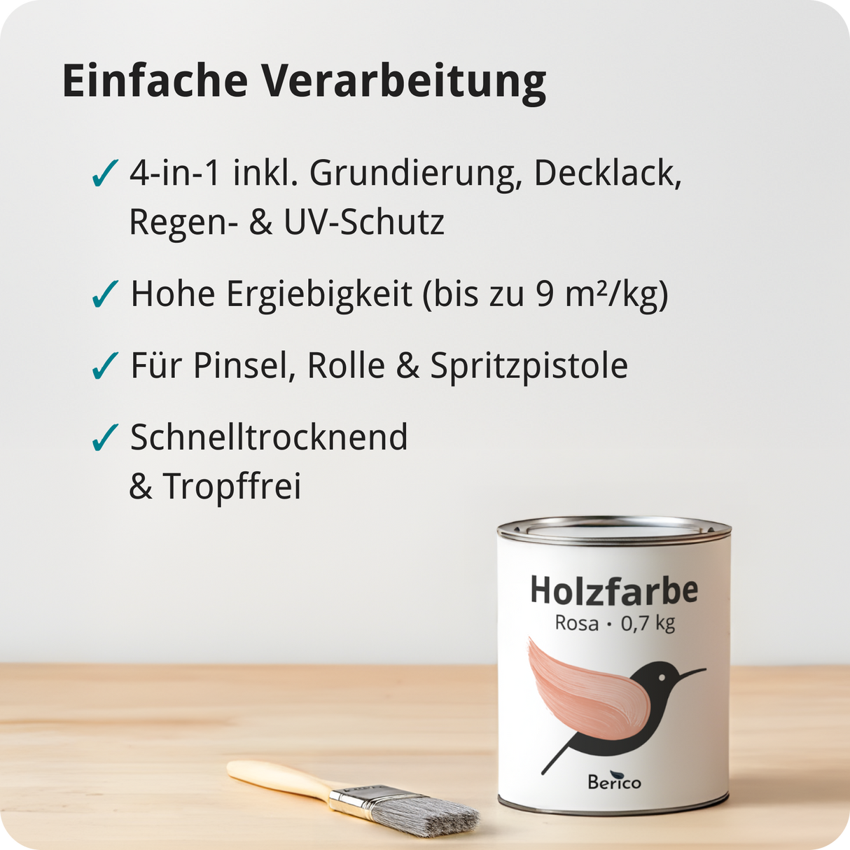 Berico Holzfarbe: 4-in-1 Holzlack für Innen und Außen