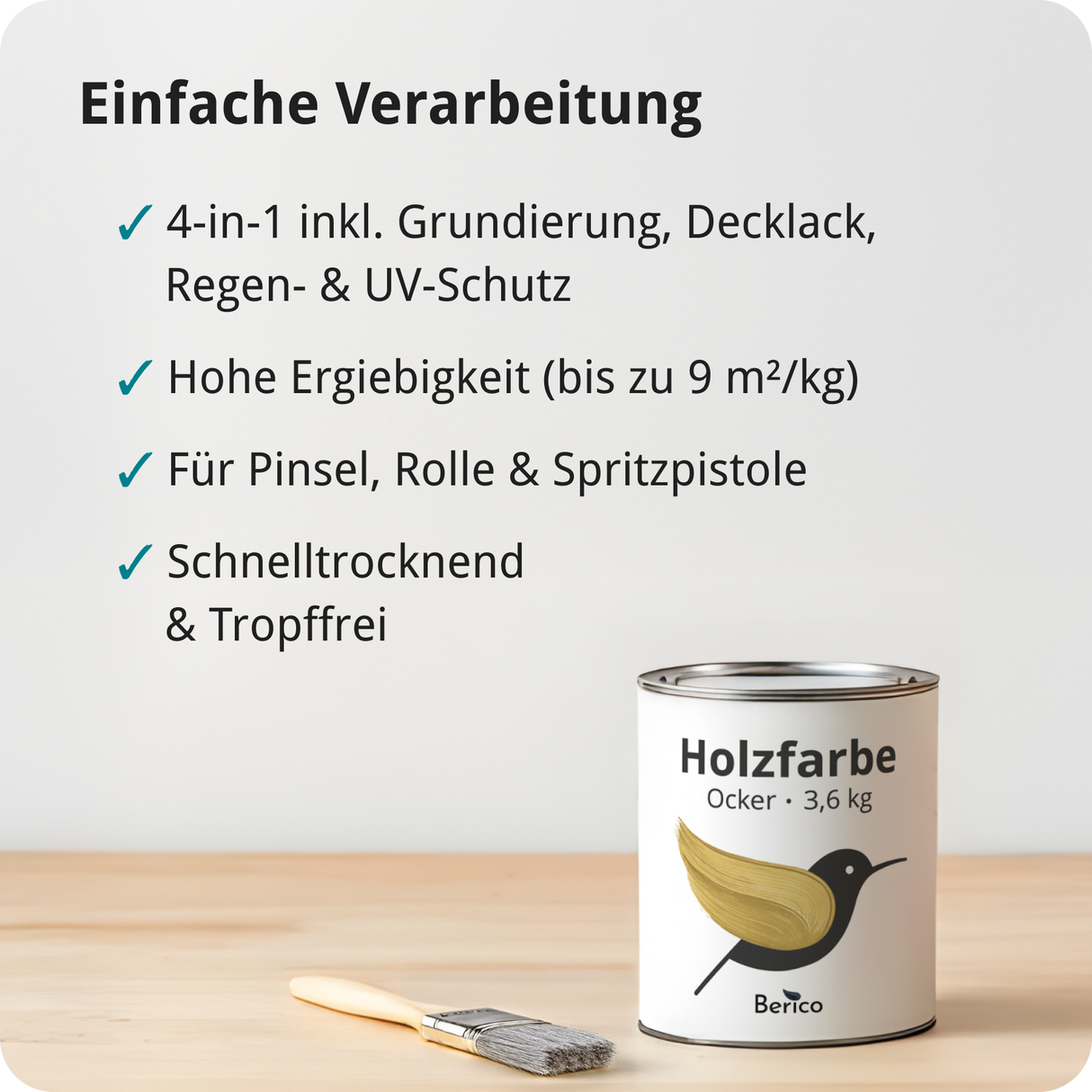 Berico Holzfarbe: 4-in-1 Holzlack für Innen und Außen