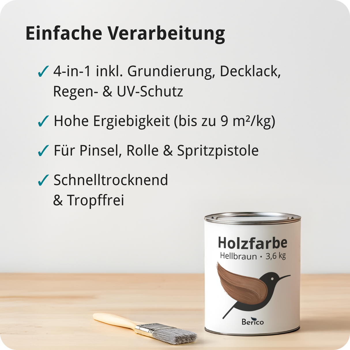 Berico Holzfarbe: 4-in-1 Holzlack für Innen und Außen