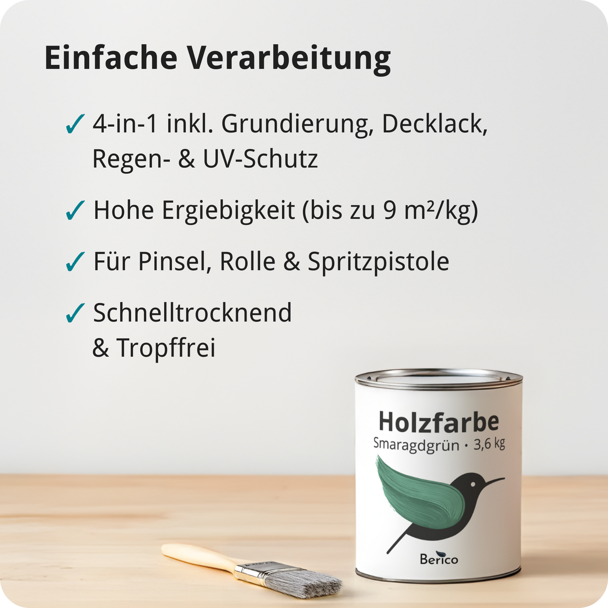 Berico Holzfarbe: 4-in-1 Holzlack für Innen und Außen