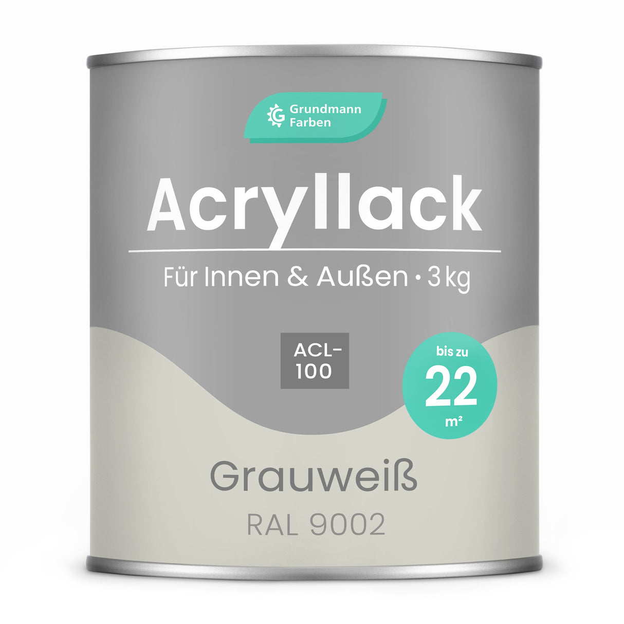 GRUNDMANN Acryllack: Premium 4 - in - 1 Lack, Buntlack und Möbelfarbe - RAL 9002 – Grauweiss 0.7 Kg - Berico Farben