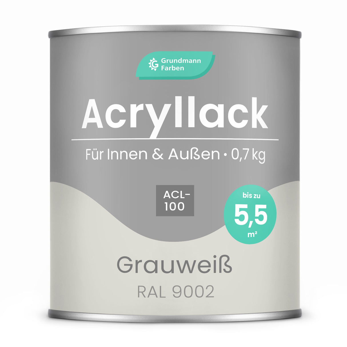 GRUNDMANN Acryllack: Premium 4 - in - 1 Lack, Buntlack und Möbelfarbe - RAL 9002 – Grauweiss 0.7 Kg - Berico Farben