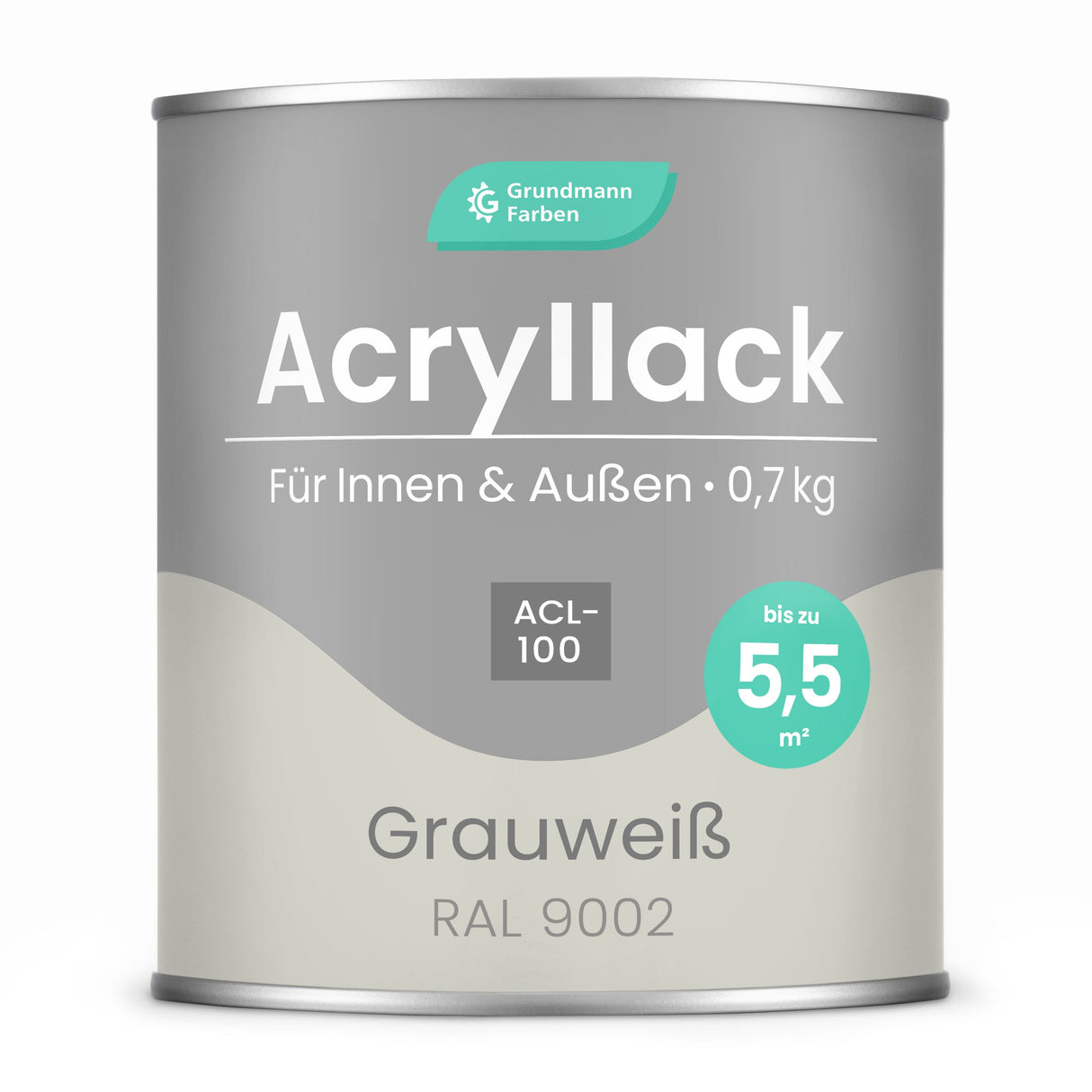 GRUNDMANN Acryllack: Premium 4 - in - 1 Lack, Buntlack und Möbelfarbe - RAL 9002 – Grauweiss 0.7 Kg - Berico Farben