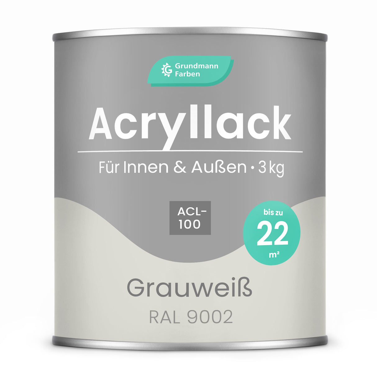 GRUNDMANN Acryllack: Premium 4 - in - 1 Lack, Buntlack und Möbelfarbe - RAL 9002 – Grauweiss 0.7 Kg - Berico Farben