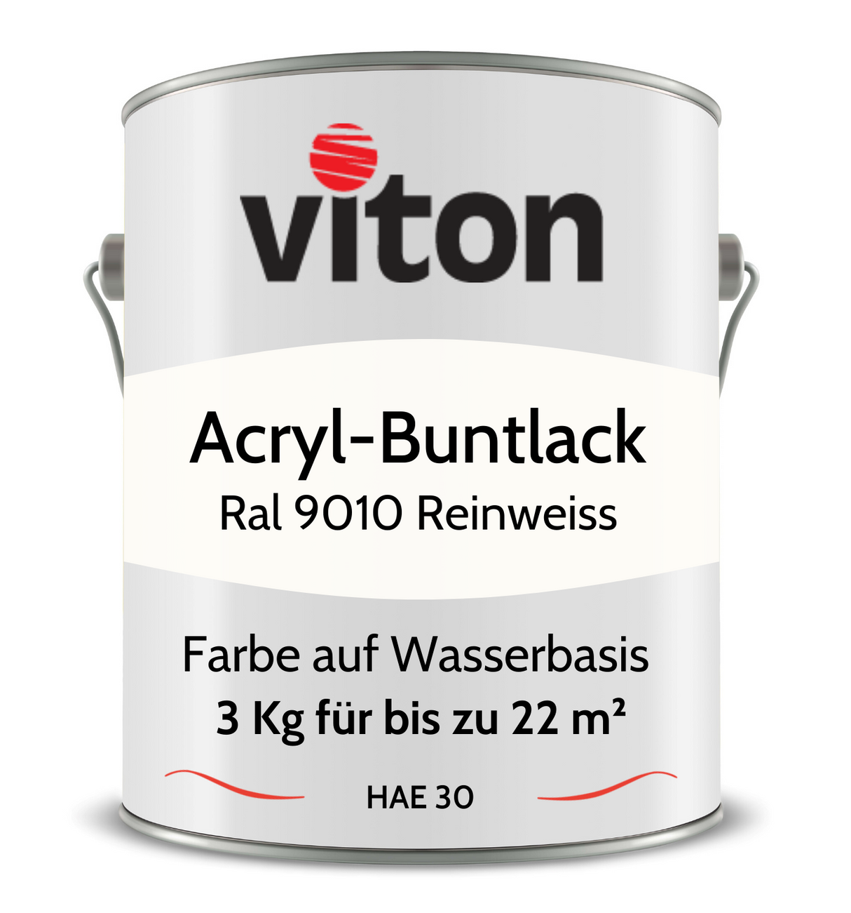 VITON Buntlack & Möbelfarbe HAE 30 - Vielseitig und Umweltschonend - 3 Kg RAL 9016 – Verkehrsweiss - Berico Farben