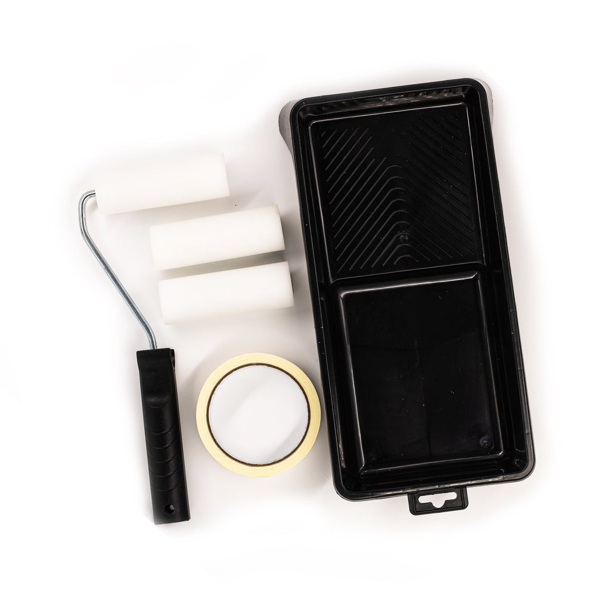 BERICO Lackierrolle mit Schaumstoffwalzen - Lackierbügel + 3x Lackierwalze + Farbwanne + Kreppband - Berico Farben