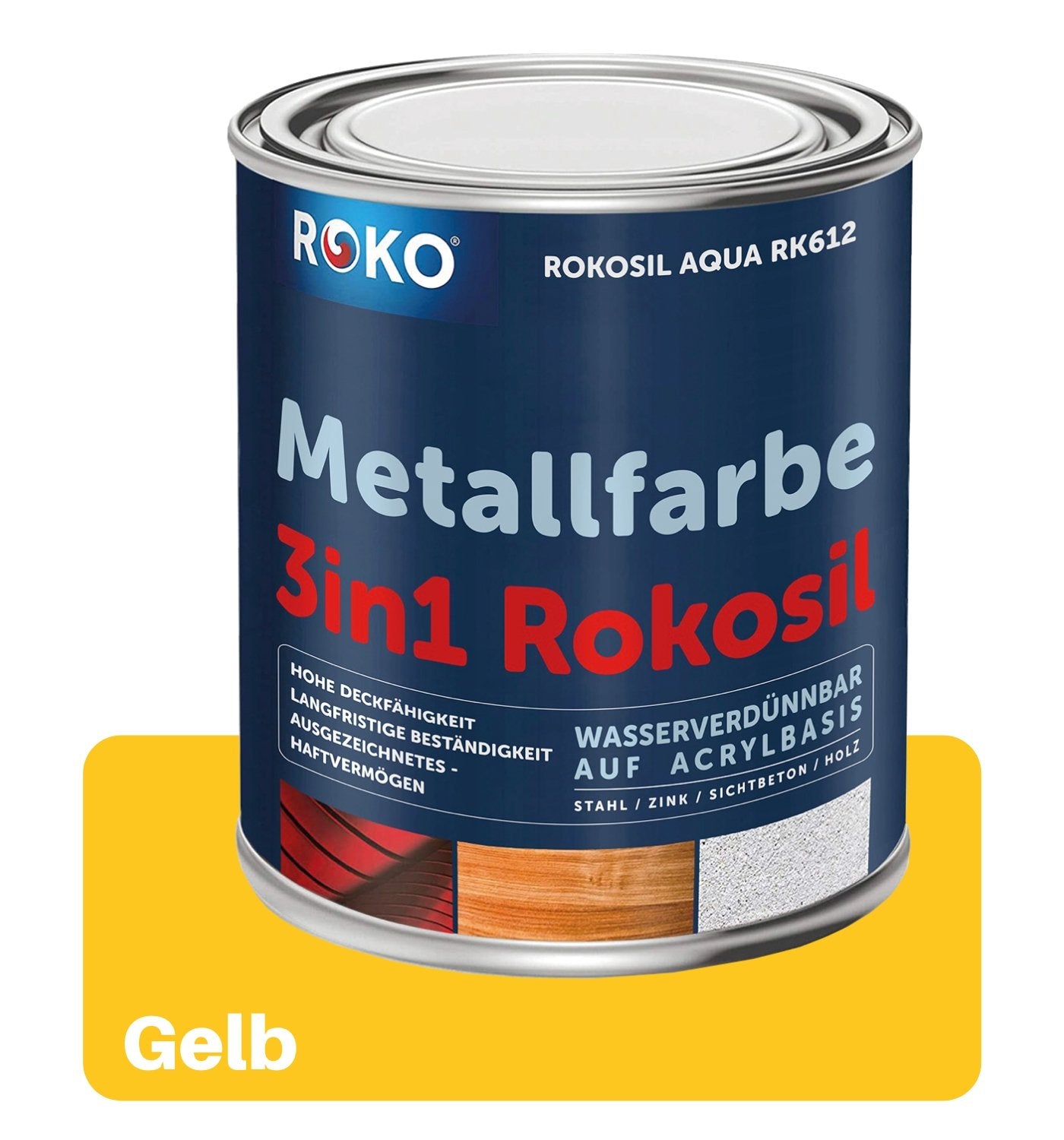 ROKO Metallfarbe: 3-in-1 inkl. Grundierung und Rostschutz - 0.7 Kg Anthrazit - Berico Farben