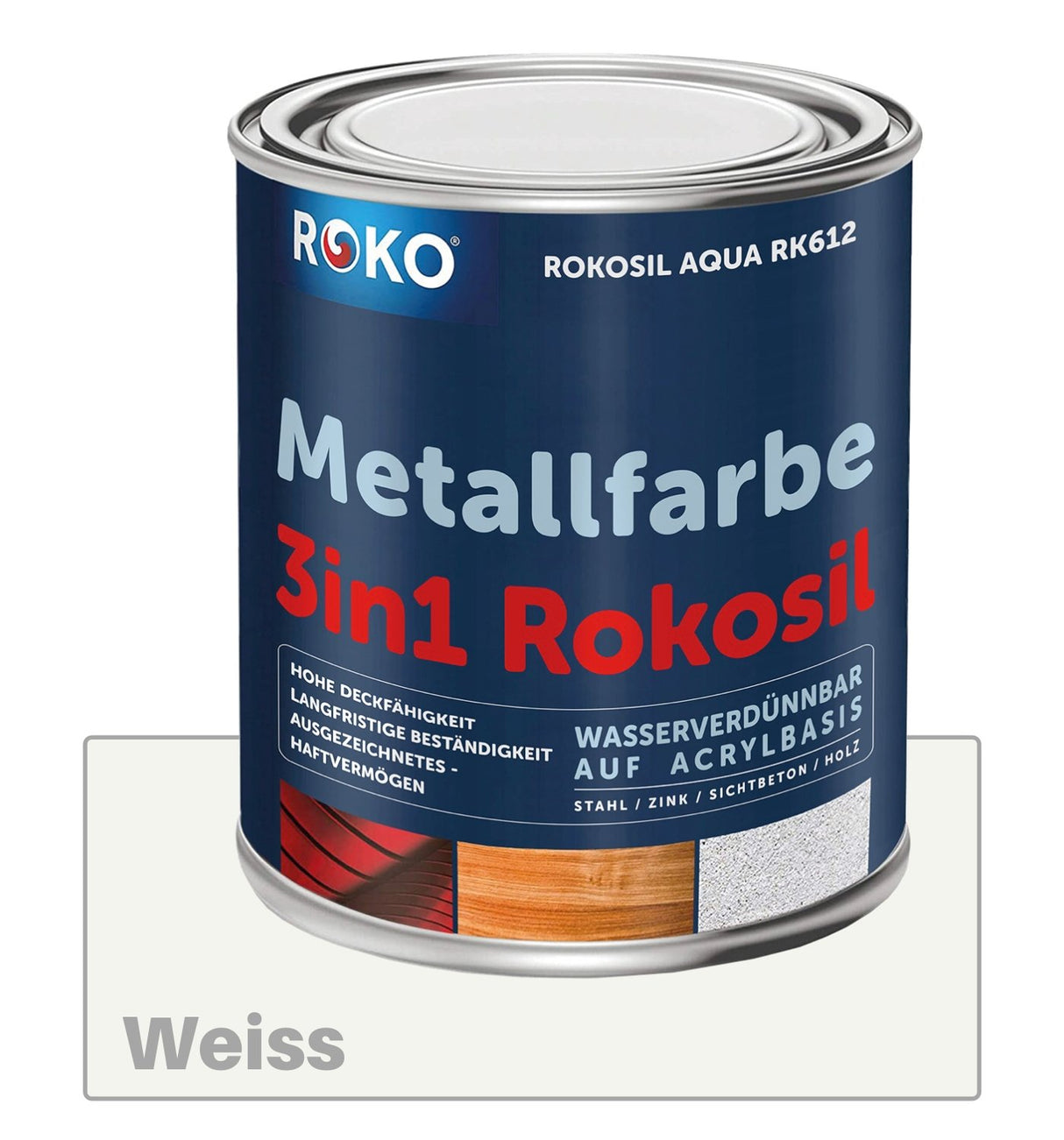 ROKO Metallfarbe: 3-in-1 inkl. Grundierung und Rostschutz - 0.7 Kg Anthrazit - Berico Farben