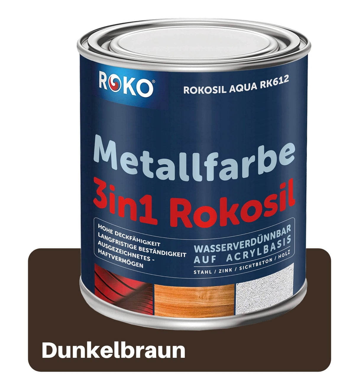 ROKO Metallfarbe: 3-in-1 inkl. Grundierung und Rostschutz - 0.7 Kg Anthrazit - Berico Farben
