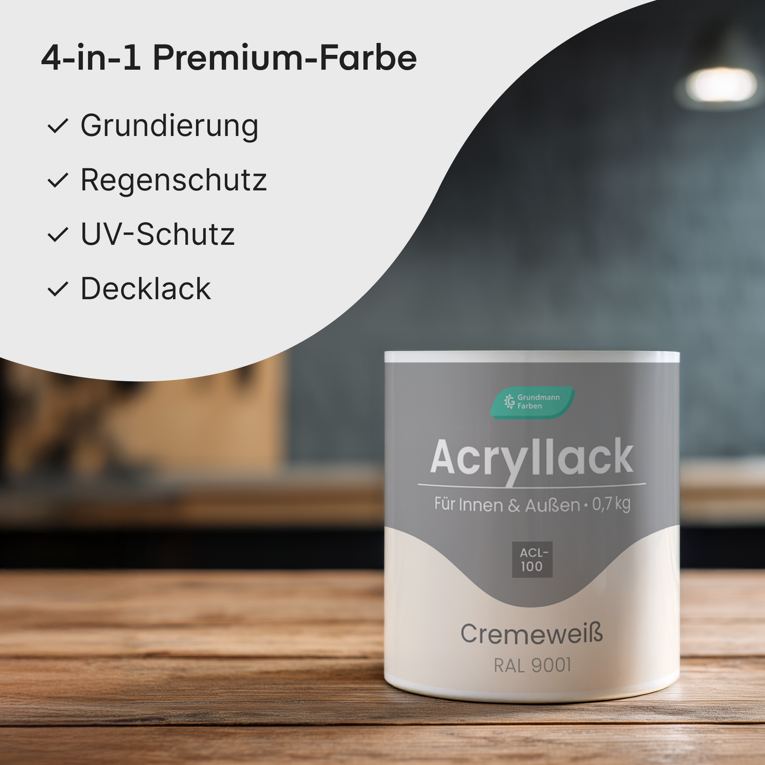 GRUNDMANN Acryllack: Premium 4-in-1 Lack, Buntlack und Möbelfarbe