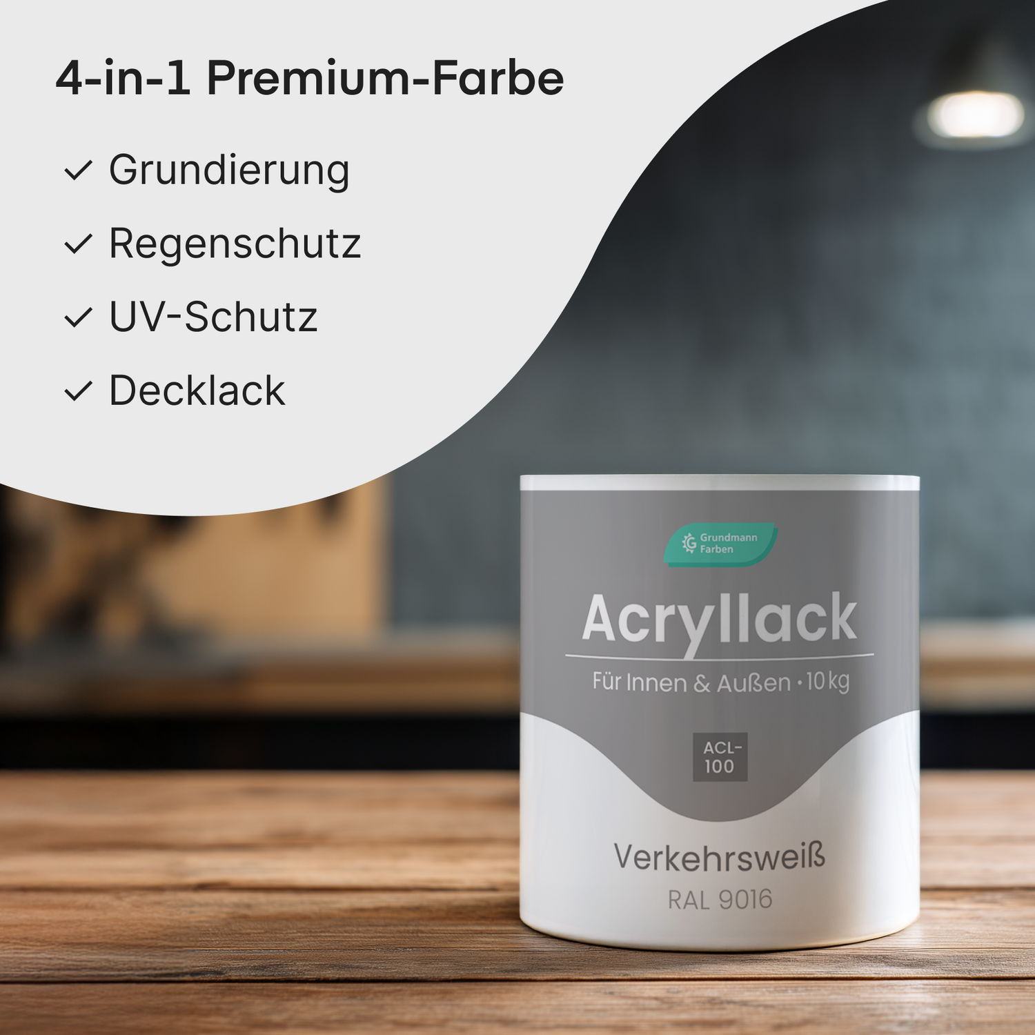 GRUNDMANN Acryllack: Premium 4-in-1 Lack, Buntlack und Möbelfarbe