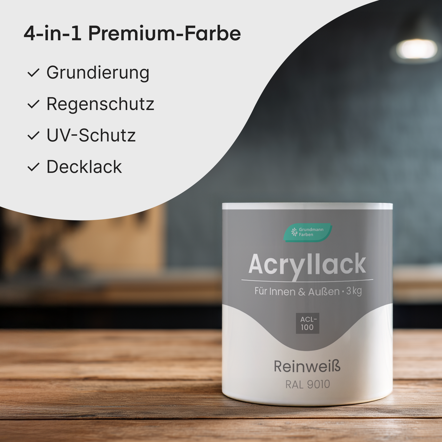 GRUNDMANN Acryllack: Premium 4-in-1 Lack, Buntlack und Möbelfarbe
