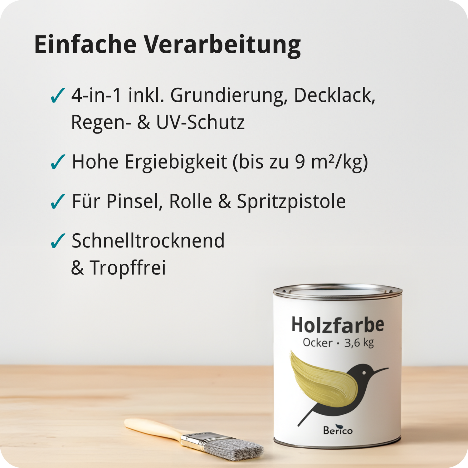 BERICO Holzfarbe: 4-in-1 Holzlack für Innen und Außen