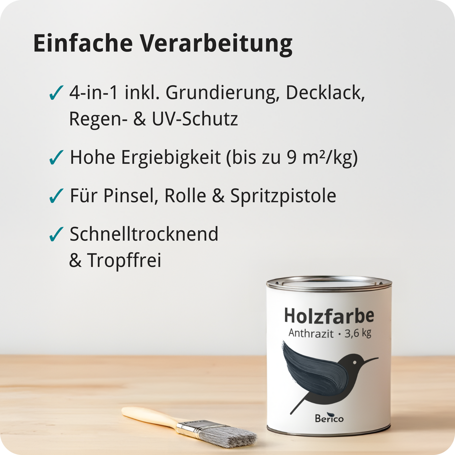 Berico Holzfarbe: 4-in-1 Holzlack für Innen und Außen