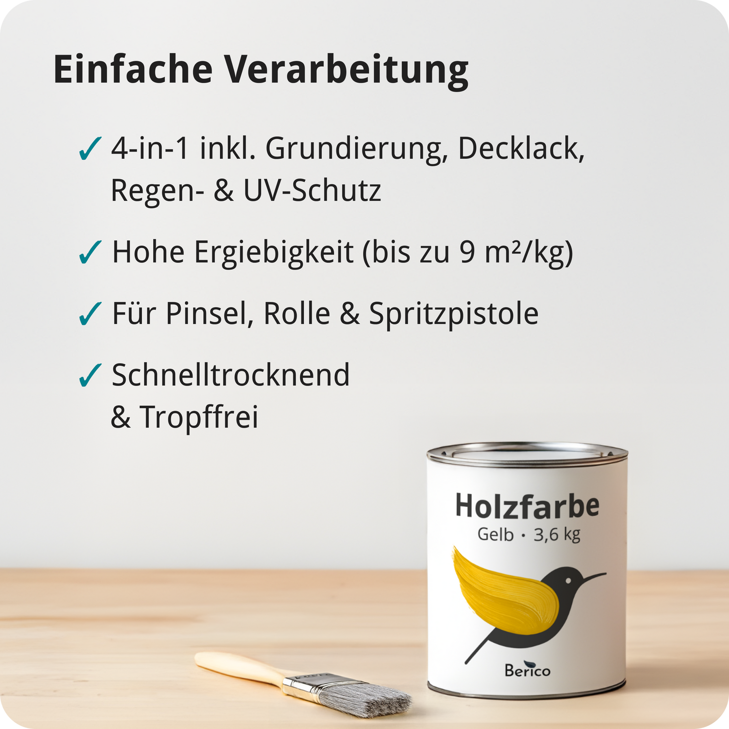 Berico Holzfarbe: 4-in-1 Holzlack für Innen und Außen