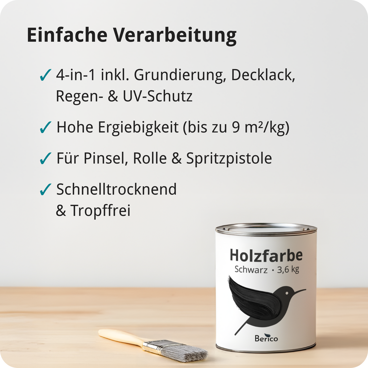 Berico Holzfarbe: 4-in-1 Holzlack für Innen und Außen