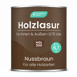 Grundmann Holzlasur  - Wetterfeste Holzschutzlasur für Innen & Außen - Holzschutz, Wetterschutz und UV-Schutz