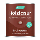 Grundmann Holzlasur  - Wetterfeste Holzschutzlasur für Innen & Außen - Holzschutz, Wetterschutz und UV-Schutz
