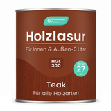 Grundmann Holzlasur  - Wetterfeste Holzschutzlasur für Innen & Außen - Holzschutz, Wetterschutz und UV-Schutz