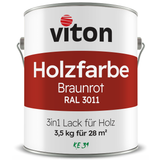 VITON Holzfarbe & Wetterschutzfarbe für Außen KE31 - 3in1 Grundierung & Deckfarbe