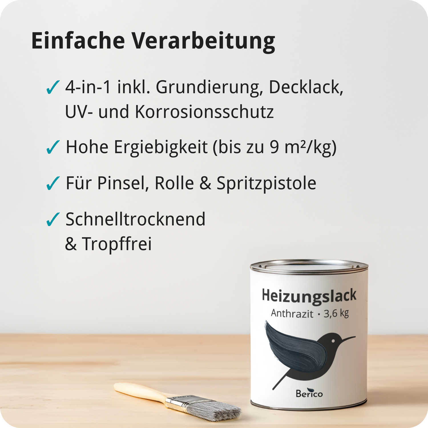 Berico Heizkörperlack - Die Heizungsfarbe auch für Kupferrohre - Warmes Weiss / Reinweiss 0.7 kg - Berico Farben