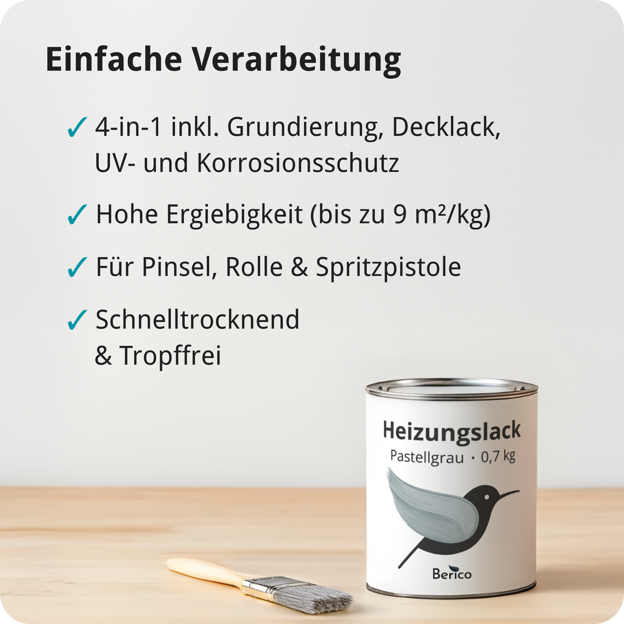 Berico Heizkörperlack - Die Heizungsfarbe auch für Kupferrohre - Warmes Weiss / Reinweiss 0.7 kg - Berico Farben