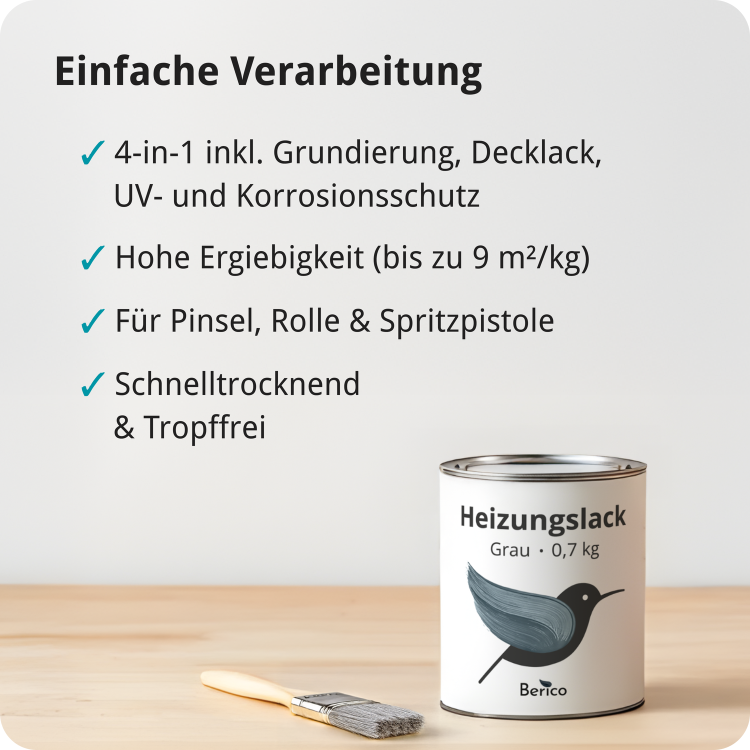 Berico Heizkörperlack - Die Heizungsfarbe auch für Kupferrohre - Warmes Weiss / Reinweiss 0.7 kg - Berico Farben