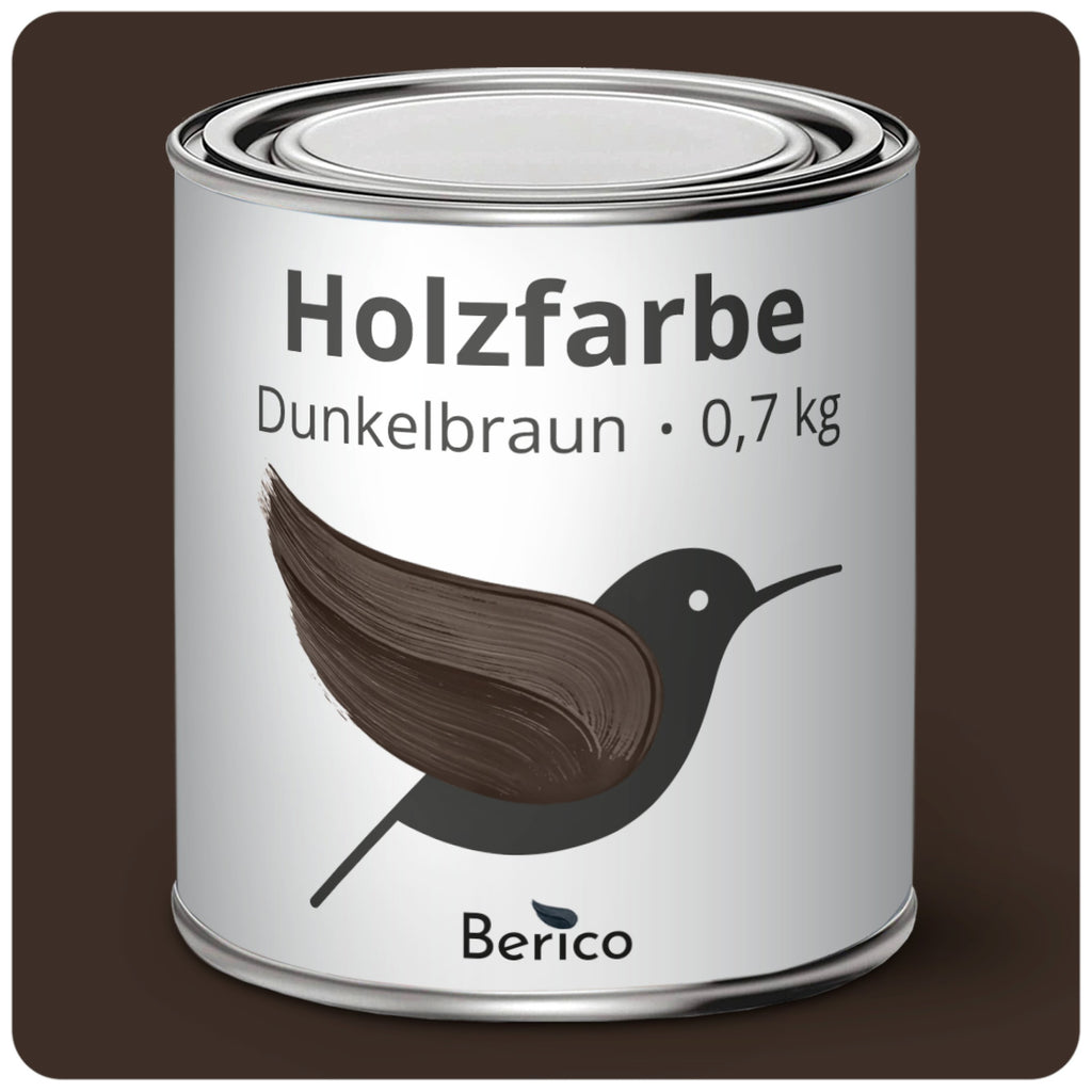 Berico Holzfarbe: Der 3-in-1 Holzlack für Innen und Außen - Dunkelbraun 0.7 Kg - Berico Farben