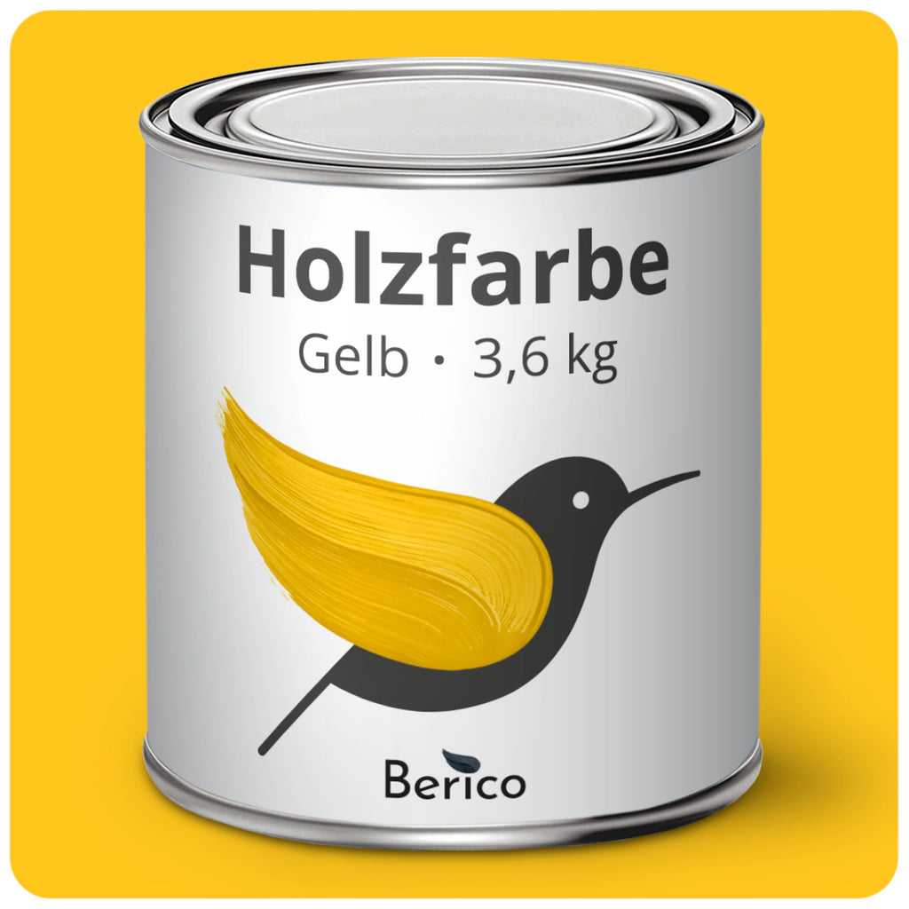 Berico Holzfarbe: Der 3-in-1 Holzlack für Innen und Außen - Gelb 3.6 Kg - Berico Farben