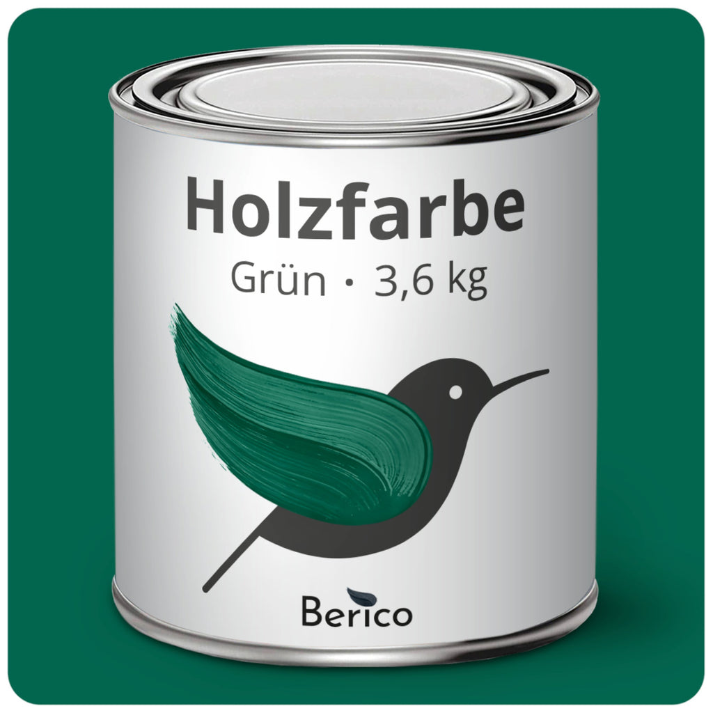 Berico Holzfarbe: Der 3-in-1 Holzlack für Innen und Außen - Grün 3.6 Kg - Berico Farben