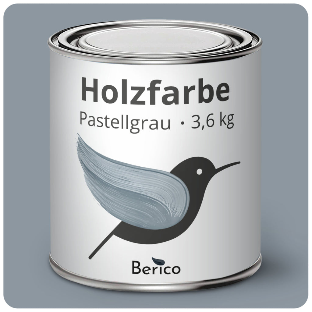 Berico Holzfarbe: Der 3-in-1 Holzlack für Innen und Außen - Pastellgrau 3.6 Kg - Berico Farben