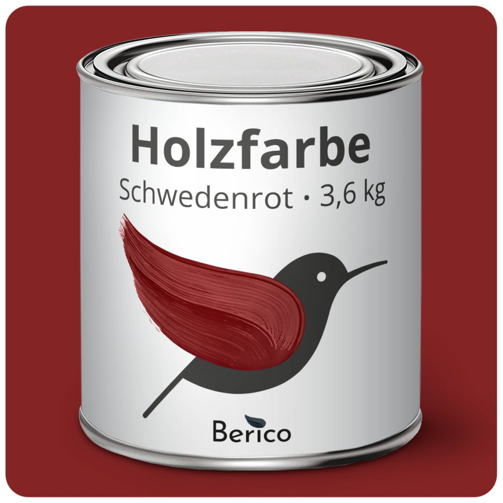 Berico Holzfarbe: Der 3-in-1 Holzlack für Innen und Außen - Schwedenrot 3.6 Kg - Berico Farben