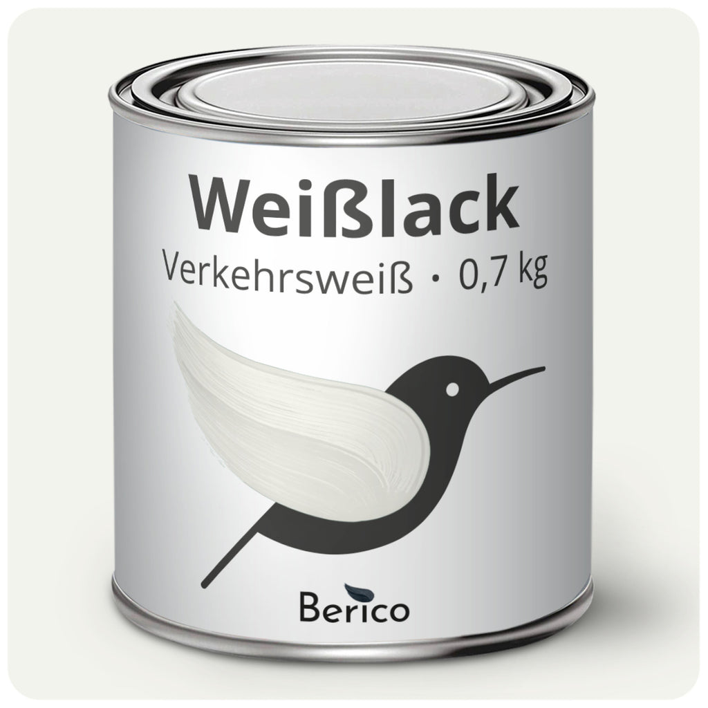 Berico Weisslack - Der universelle Weisslack für Innen und Außen - Helles Weiß (Verkehrsweiß) 0.7 kg - Berico Farben